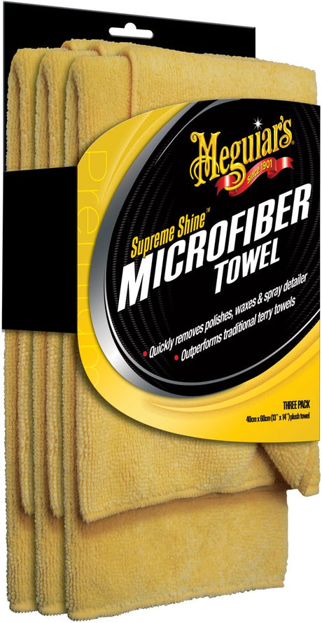 Meguiar's Supreme Shine Mikrofaser, 3er-Pack – Mikrofasertuch Auto – Reinigungstücher
