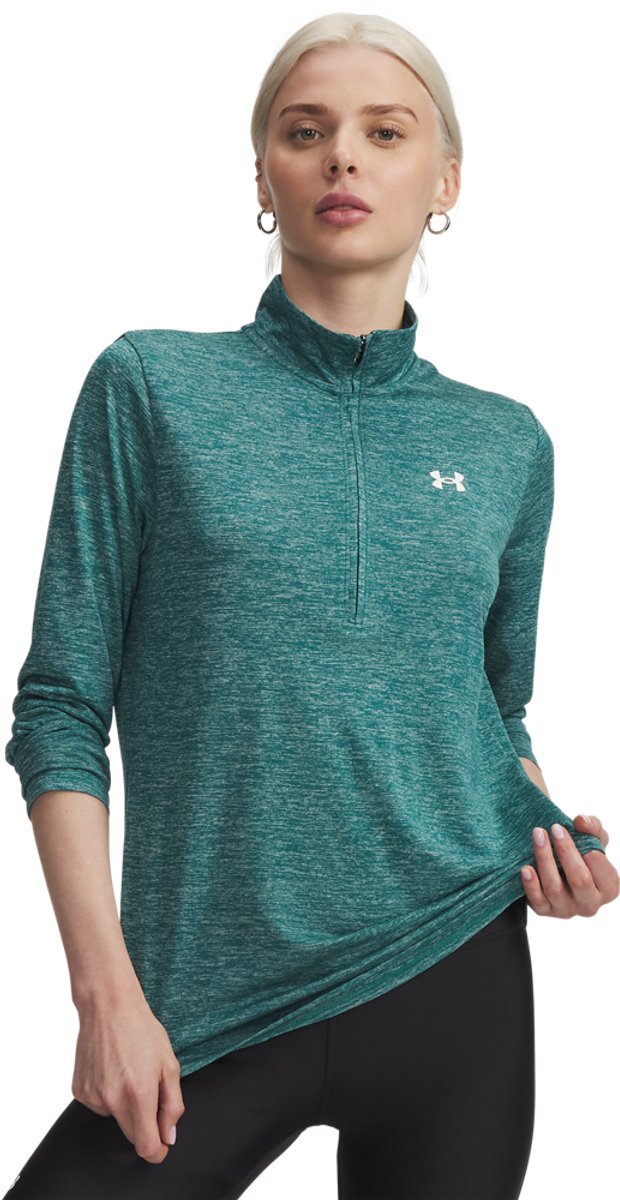 Under Armour Tech 1 2 Zip-Twist-Grn Damen-Sporttrikot – Rack Green – Weiß