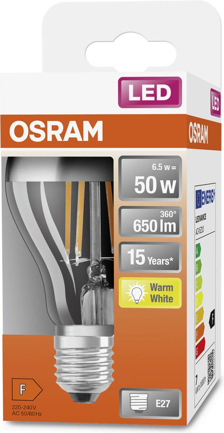 Osram 4058075427860 LED-Lampe Energielabel f (a - g) E27-Leuchtmittel 6,5 W = 50 W warmweiß (ø x L) 60 mm x 105 mm 1 Stück