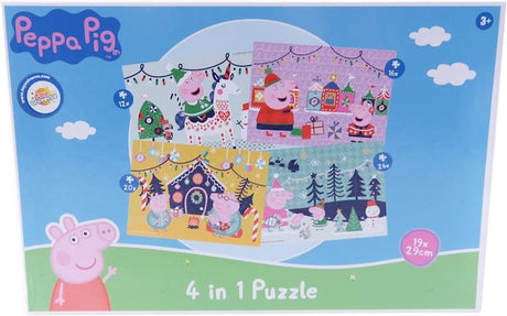 Van der Doelen Peppa Pig – 4-in-1-Weihnachtspuzzle – 12 bis 24 Teile