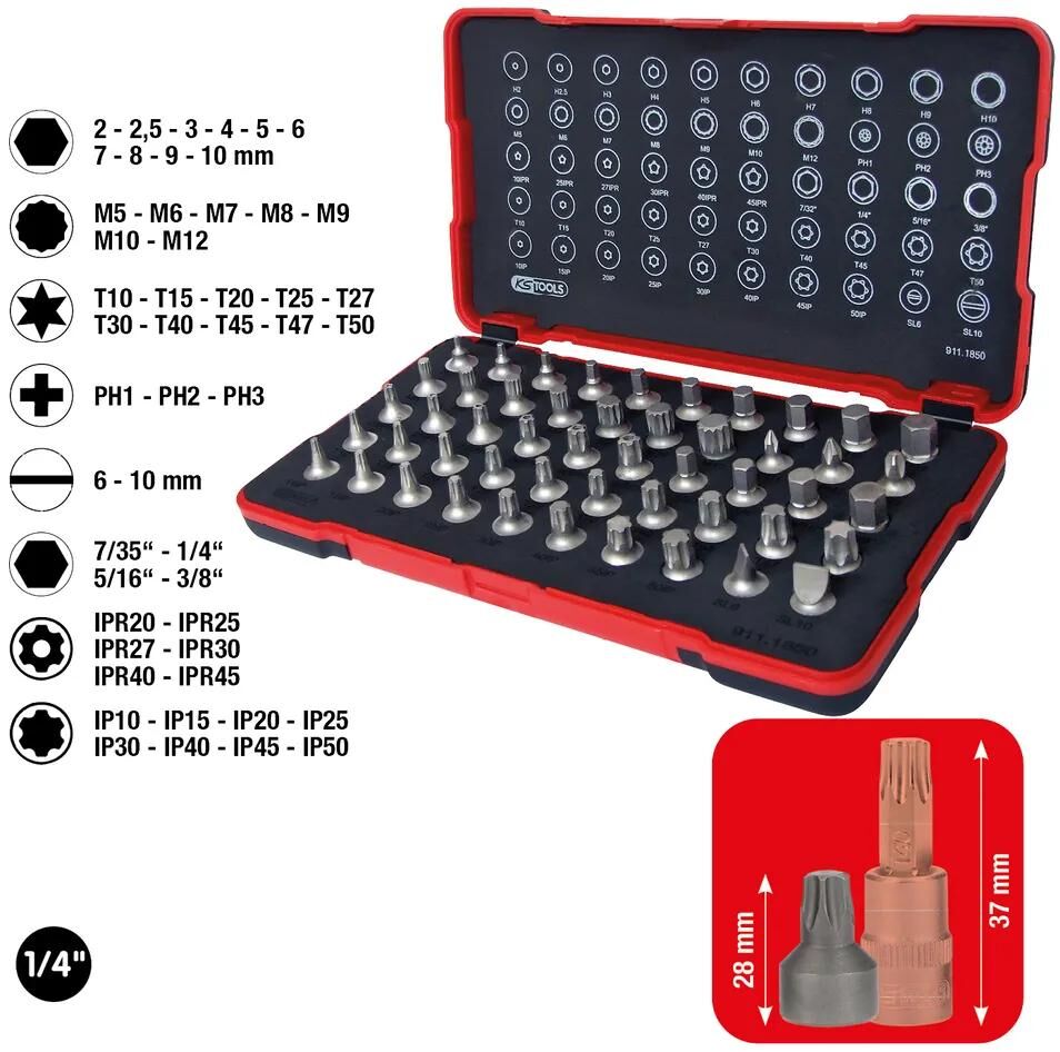 Ks Tools Ks-Tools Bitsatz Bits Steckschlüsselsatz 1 4 kurz 50tlg.