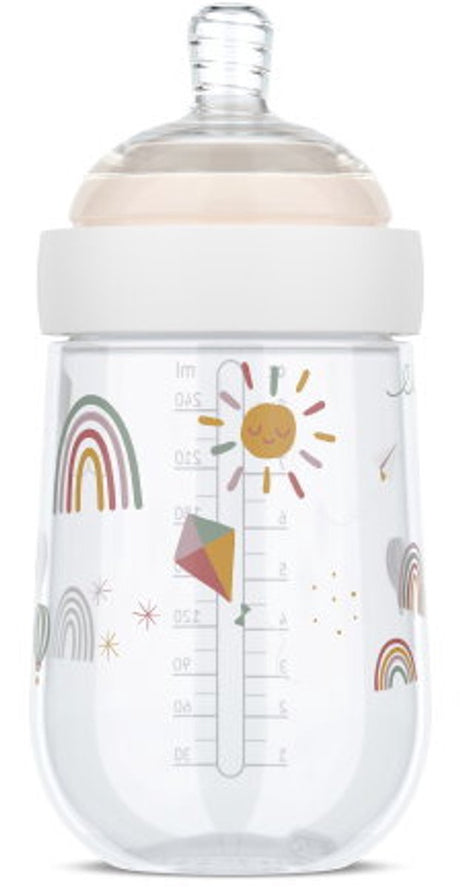 Mepal mio babyfles - 240 ml - anti-koliek - spiraalontwerp voorkomt verstopping - siliconen van medische kwaliteit - sunshine rainbow