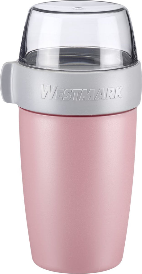 Westmark Müslibecher Lunchpot, mit 2 auslaufsicheren Fächern: 200 ml + 500 ml, Kunststoff, natur, BPA-frei, rosa grau klar, 52852260