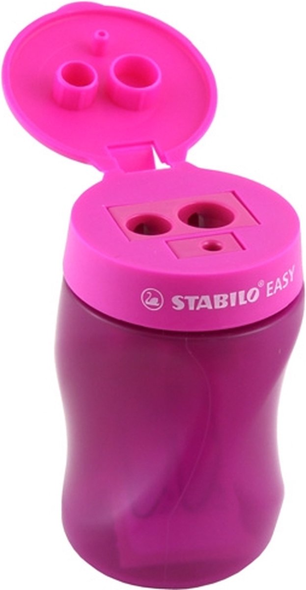 Stabilo easysharpener – ergonomischer 3-in-1-Bleistiftspitzer – Rechtshänder – Pink – für alle Bleistifte geeignet