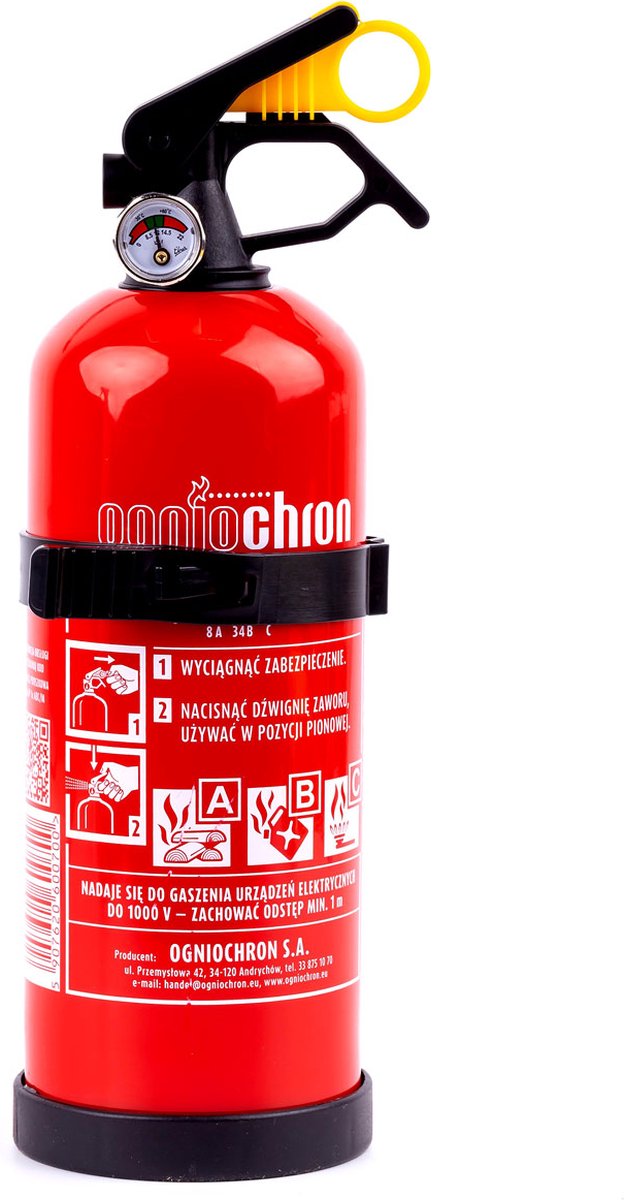 Ogniochron poederblusser brandblusser abc branden met muurbevestiging 1kg rood - compacte universele auto en voertuig brandblusser