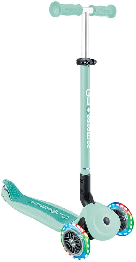 Globber Mitwachsroller – Go Up Active Lights Mint – Mint – leuchtende Räder – mit Schiebestange – höhenverstellbar – von 15 Monaten bis 9 Jahren