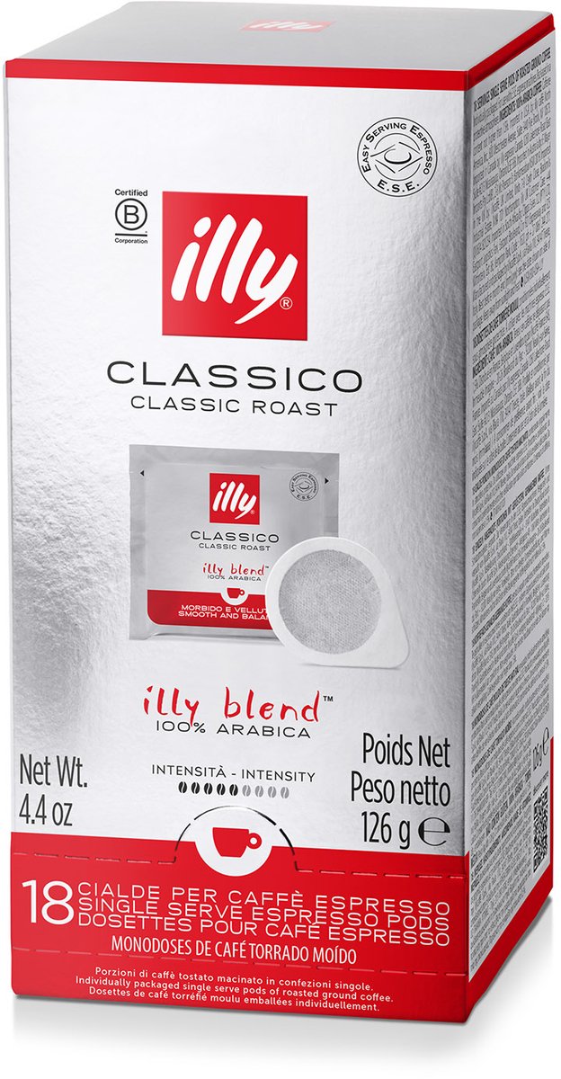 Illy - e.s.e. Portionen - Kaffeepads - Classico - 6 x 18 Stück