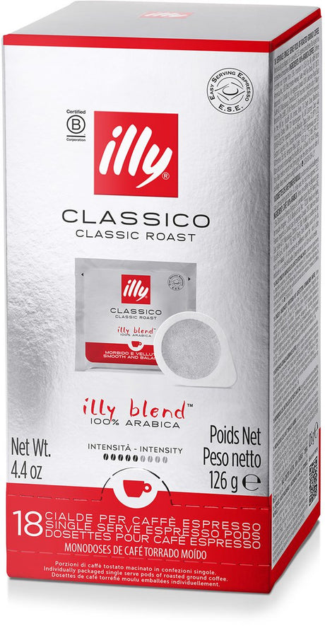 Illy - e.s.e. Portionen - Kaffeepads - Classico - 6 x 18 Stück