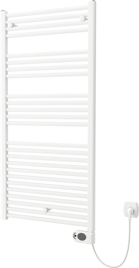 Plieger elba elektrische handdoekradiator – handdoek verwarmer – met klokthermostaat – 126.2 cm x 50 cm – 500 watt – wit