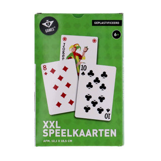 Longfield XXL-Spielkarten 12,1 x 18,5 cm – Kartenspiel aus plastifiziertem Papier (54 Karten) – extra großes Kartenspiel für Brettspiele, Familienspiel – Engelsherz