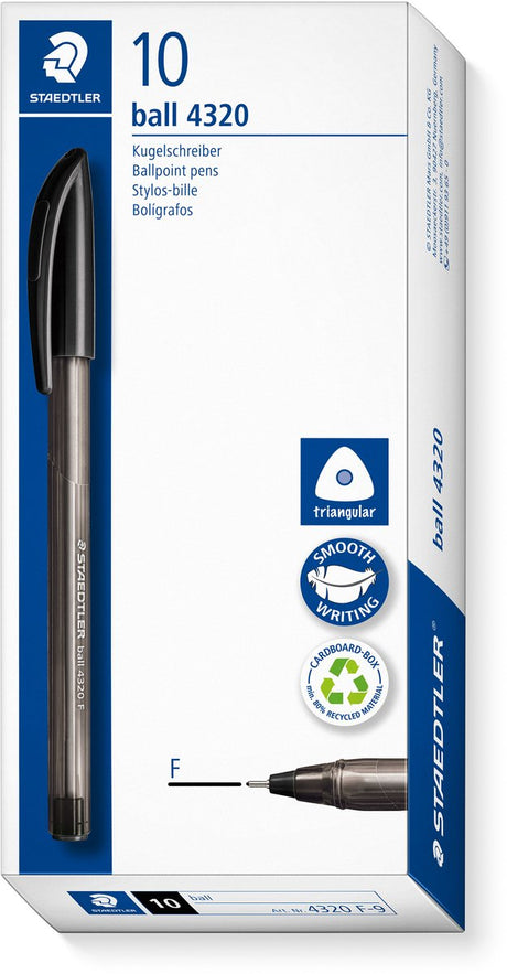 Staedtler Ball 4320 - Dreikant-Kugelschreiber - Schwarz - Fein - Schachtel mit 10 Stück