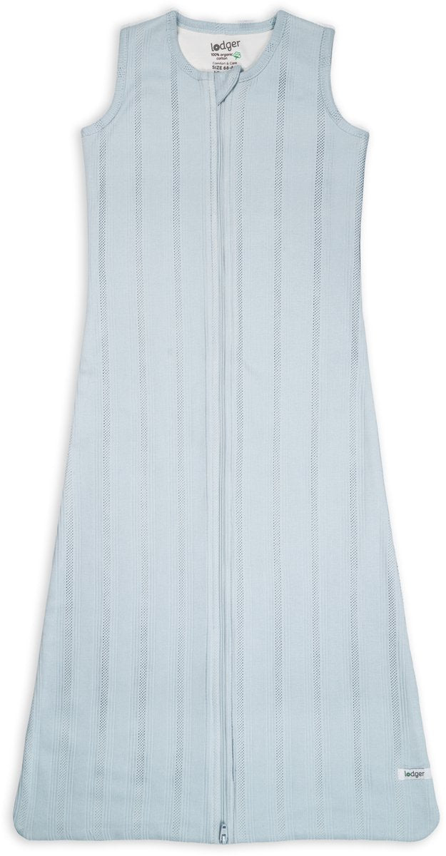 Lodger slaapzak zomer baby 80cm - veilige aansluiting bij nek en armen - 0.5 tog - 100% biologisch katoen - pointelle - blauw - zomerslaapzak
