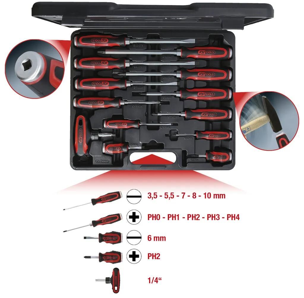 Ks Tools Ks-Tools Schraubendreher-Set Ergotorquemax Satz Schraubendreher Schlagkappen