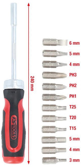 Ks Tools Ks-Tools Schraubendreher-Set 12 in 1 Ratschen-Bit-Schraubendreher. 12 in 1