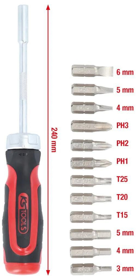 Ks Tools Ks-Tools Schraubendreher-Set 12 in 1 Ratschen-Bit-Schraubendreher. 12 in 1