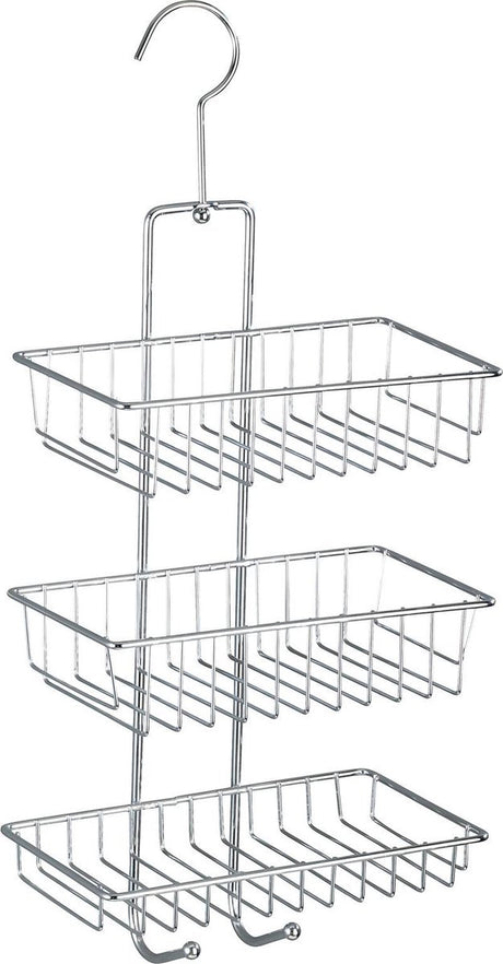 Wenko Duschablage Nivala 3-lagig Chrom 22x50cm - ohne Bohren - hängende Duschablage - Duschkorb - hängende Duschablage