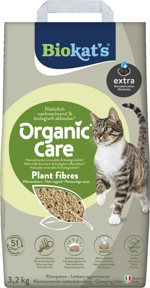 Biokat's Bio-Pflege Pflanzenfasern extra – 3,2 kg – Katzenstreu – klumpend – ohne Geruch