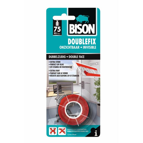 Bison Doublefix doppelseitiges Montageband unsichtbar 19 mm x 1,5 m