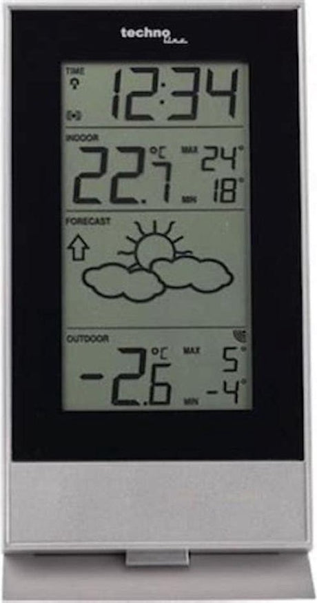 Technoline Wetterstation – ws 9910 – 85 x 166 x 56 mm – silberschwarz – mit 1 Außensensor 100 m – tl-ws9910