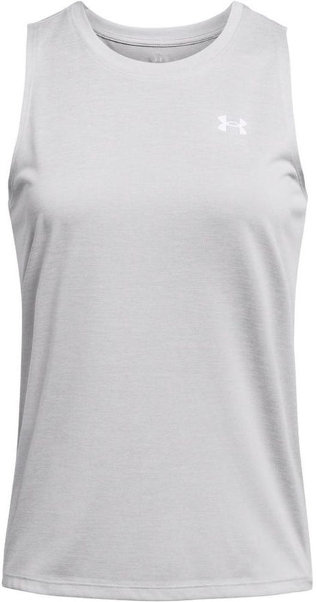 Under armour tech tank twist-gry dames sportshirt - halo grijs wit