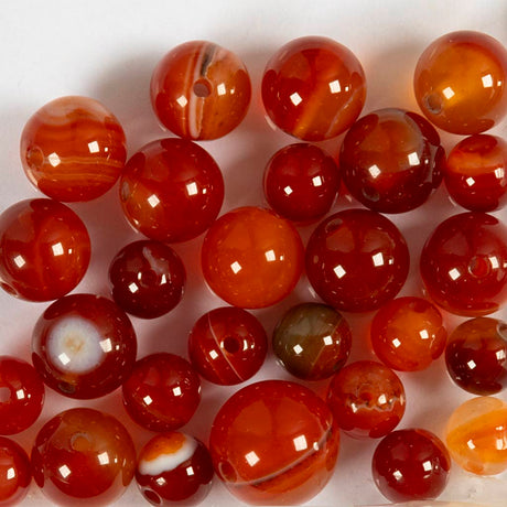 Creativ Company Achatperlen, D 6+8+10 mm, Lochgröße 0,9-1 mm, ca. 28 Stück, gebranntes Orange, Rot, 28 Stück 1 Box