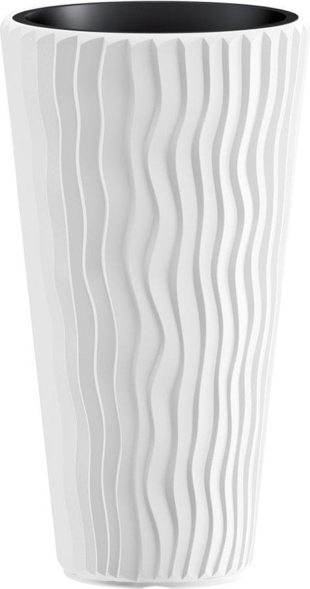 Prosperplast Sandy Slim - Blumentopf - Weiß - Eleganter und moderner Blumentopf - ø40 cm