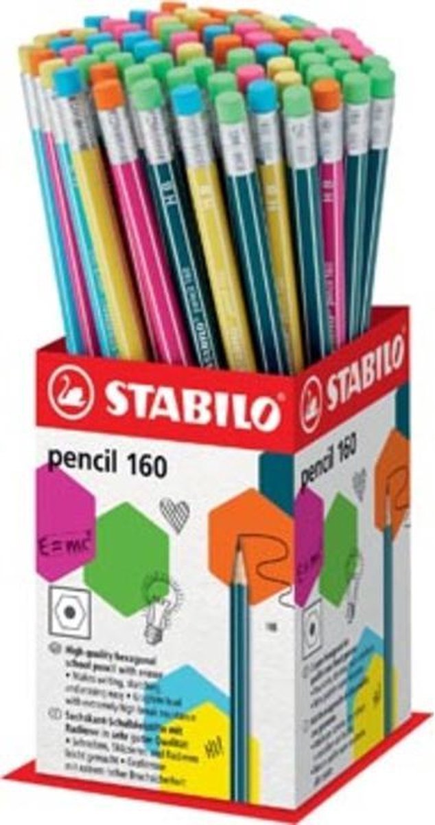 Stabilo Pencil Bleistift 160 mit Radiergummi 72 Stück Display