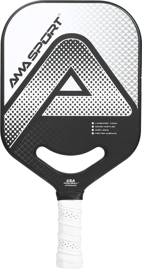 Ama Sport Pickleball Paddel PP002-C1S Silber Schwarz – Graphitoberfläche – 20 mm Kern – Aero-Duraedge Air Dynamic Throat –