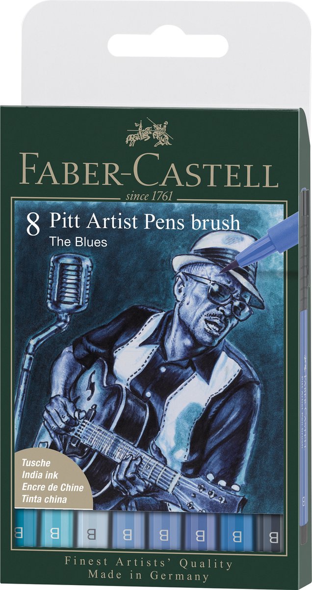 Faber-Castell Zeichenstift – Pitt Artist Pen – 8-teilig – Blues – FC-167173