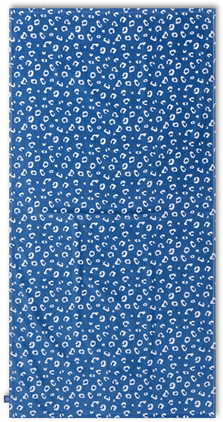 Leopard | blaues Baumwollhandtuch 135 x 65 cm