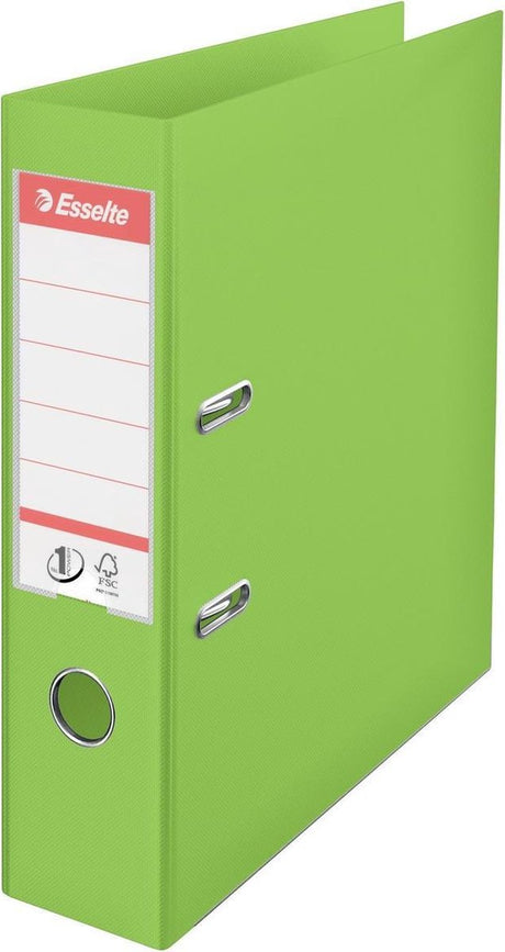 Esselte No.1 Vivida Kunststoff-A4-Ordner mit Etikettenhalter – für 500 Blatt – Rückenbreite 75 mm – grün