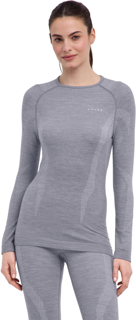 Falke Wool-Tech Longsleeve schnelltrocknendes Woll-Funktions-Langarmshirt Damen Grau - Größe M