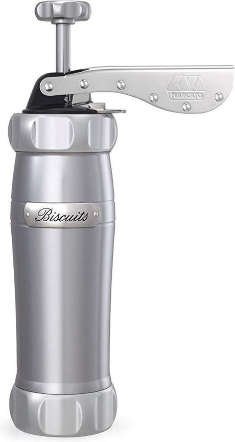 Marcato Atlas Deluxe Cookie Maker Kekspresse mit 20 Vorlagen Aluminium – Silber
