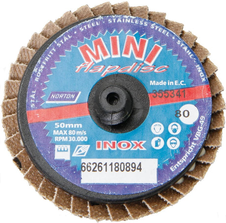 Norton Lamellenscheibe Mini Flap X-Treme Unterlegscheibe 50mm P80