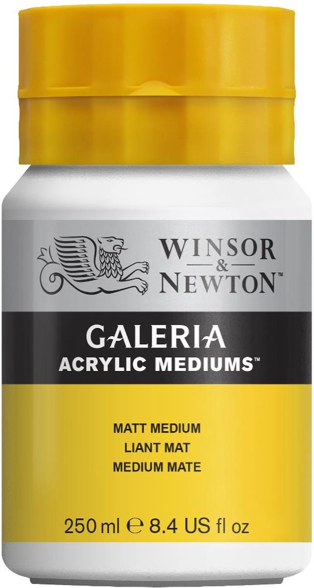 Winsor Newton 3040821 Galeria Matt Medium 250 ml – Acrylmedium für mattes Finish, erhöhte Transparenz