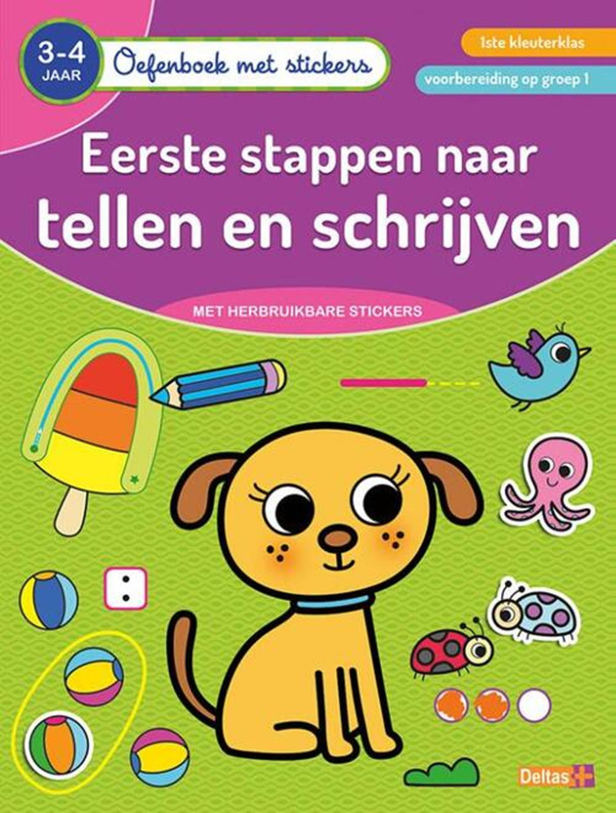 Deltas -Übungsbuch mit Aufklebern - Zählen und Schreiben (3-4 Jahre)