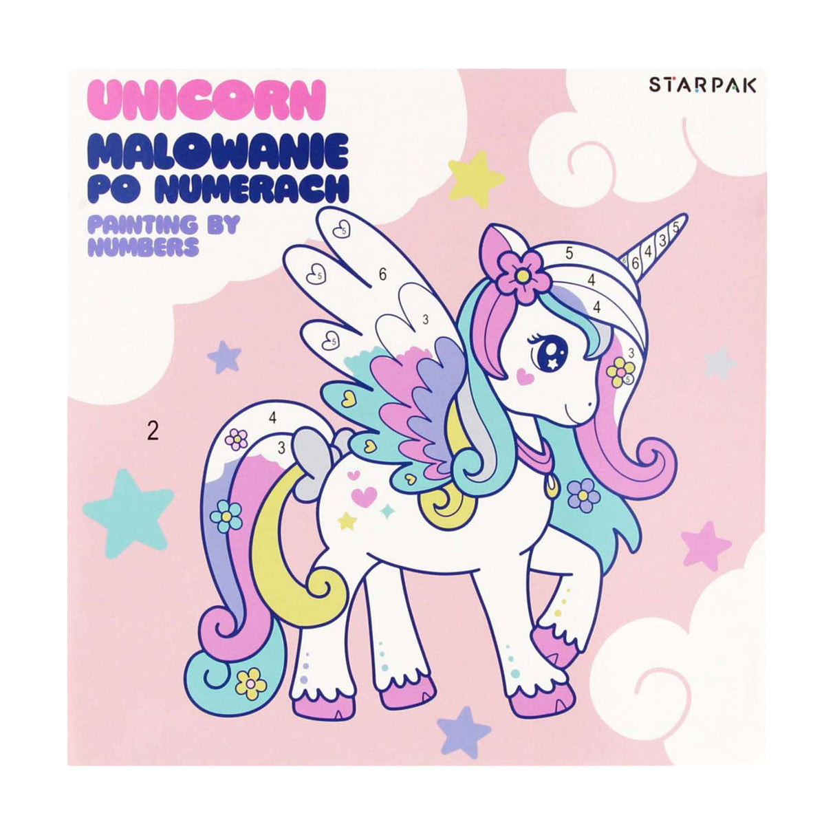 Malen nach Zahlen Einhorn 20x20cm, 6 Farben