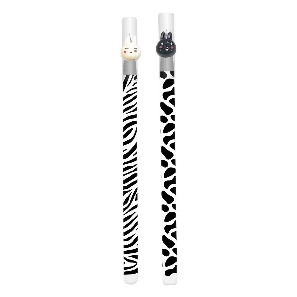 Löschbarer Gelstift mit weißem und schwarzem Aufdruck