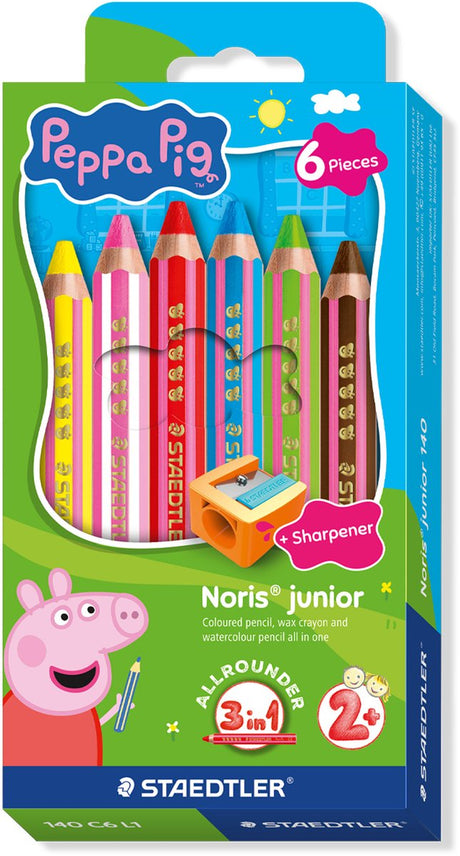 Staedtler Peppa Pig x Noris Junior 3-in-1 Buntstift – Set mit 6 Stück