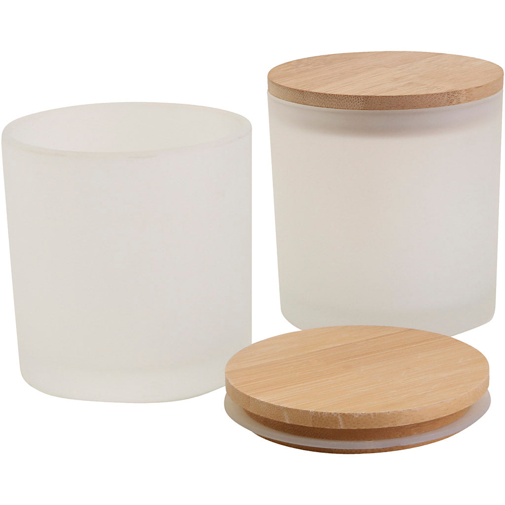 Gläser mit Holzdeckel, H: 9 cm, T 8 cm, Größe 8 cm, 315 ml, 12 Stück 1 Box