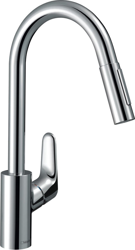 Hansgrohe Focus M41 – Küchenmischbatterie – Einhebelbedienung – 240 mm – Ausziehbrause – Chrom – 2 Strahlarten