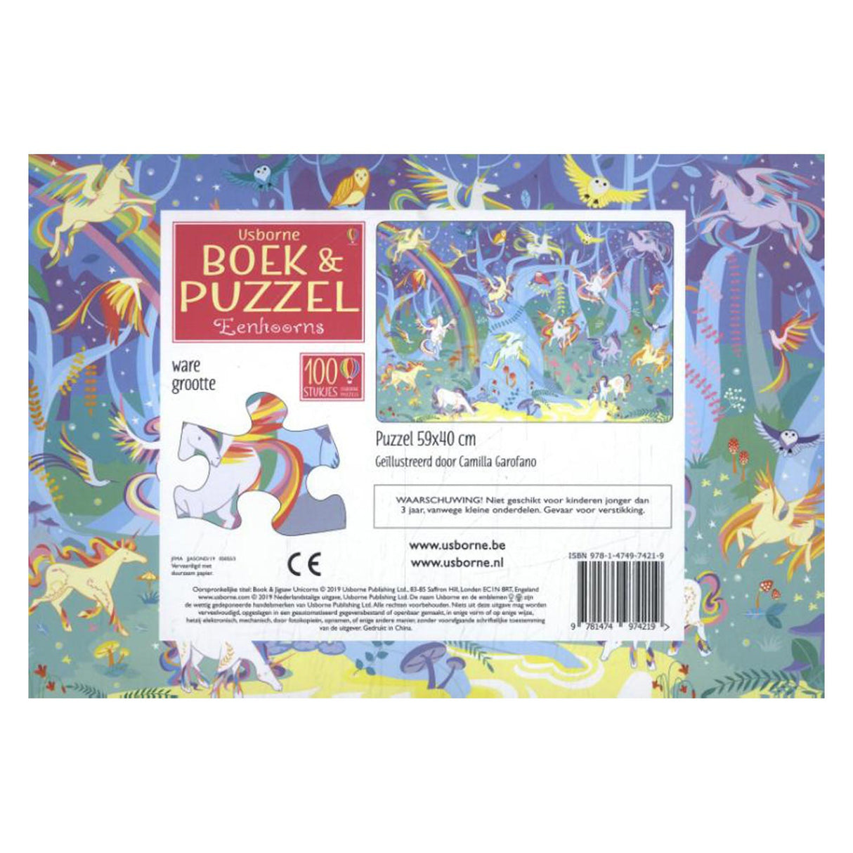 Libro di unicorno e puzzle