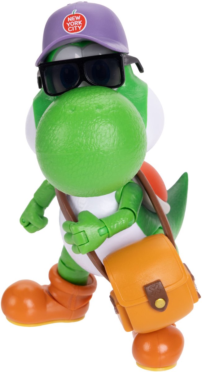 Jakks Super Mario Galaxy Movie – 13 cm große Figurenserie – Yoshi-Figur mit Hut, Sonnenbrille und Tasche