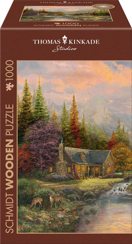 Schmidt – Puzzle – Holzpuzzle – Berglandschaft mit Bach – Thomas Kinkade Studios – 1000 Teile – Erwachsene – ab 12 Jahren