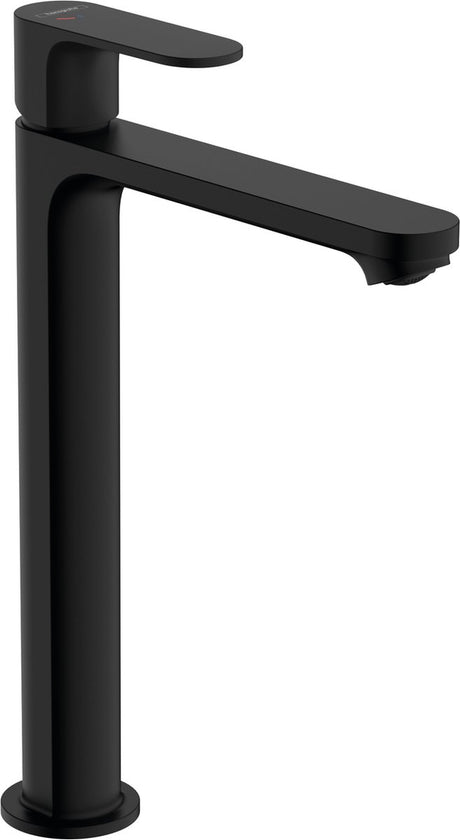 Hansgrohe rebris s – Waschtisch-Mischbatterie – Einhebelbedienung – Kaltstart-Energieeinsparung – Ecosmart+ Wassereinsparung – mit Ablaufgarnitur – Größe 240 mm – mattschwarz
