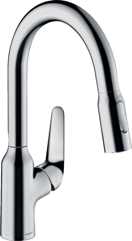 Hansgrohe Focus M42 – Küchenmischbatterie – Einhebelbedienung – 180 mm – Ausziehbrause – Chrom