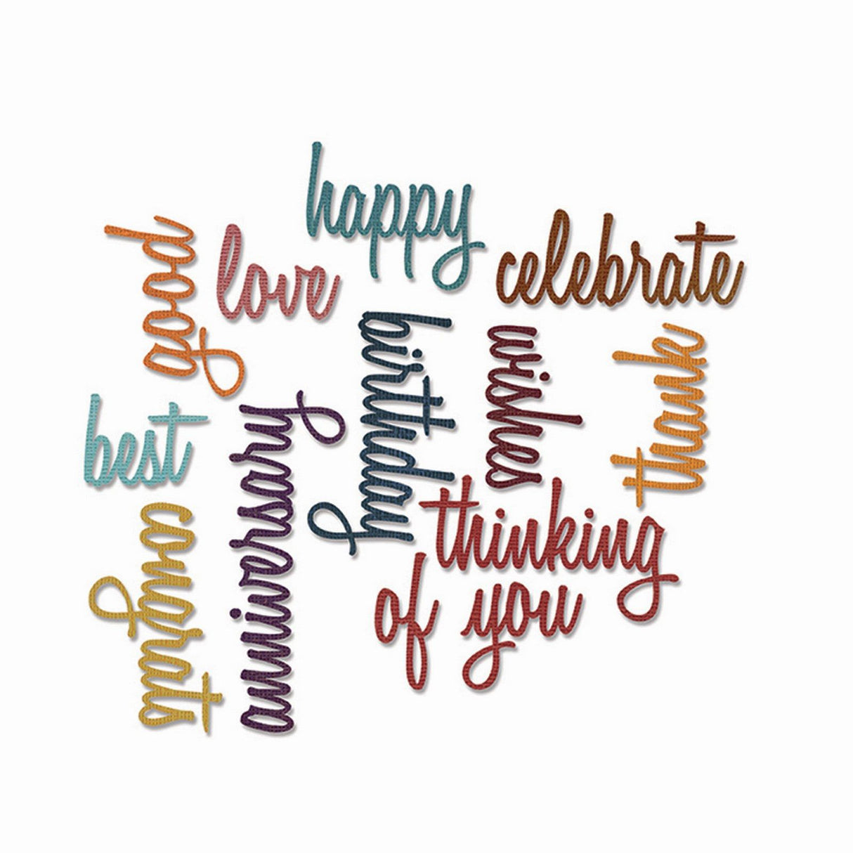 Sizzix • Tim Holtz Thinlits Stanzformen-Set „Celebration Words Script“, 13-tlg
