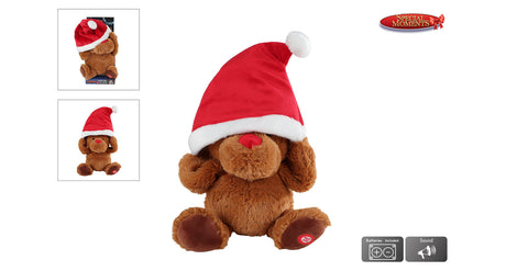 Bring mich mit einem tanzenden Rentier mit Weihnachtsmütze und Musik nach Hause