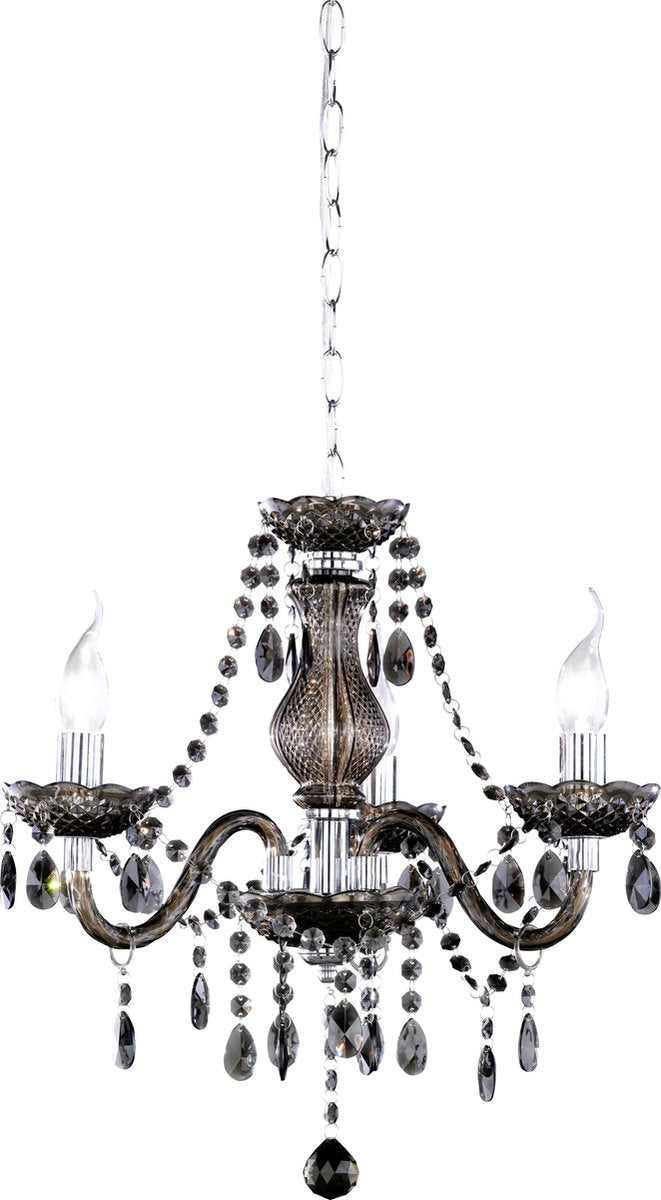 Rl live your light reality lüster - kroonluchter - chroom - excl. 3x e14 40w - behang zwart - d: 46 cm