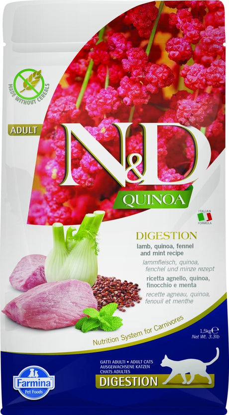 Farmina n d Quinoa Verdauungsfutter für ausgewachsene Katzen – Lamm – 1,5 kg